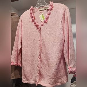 Inspired by Belle Pointe Pink Ribbon Rose Medium Cardigan